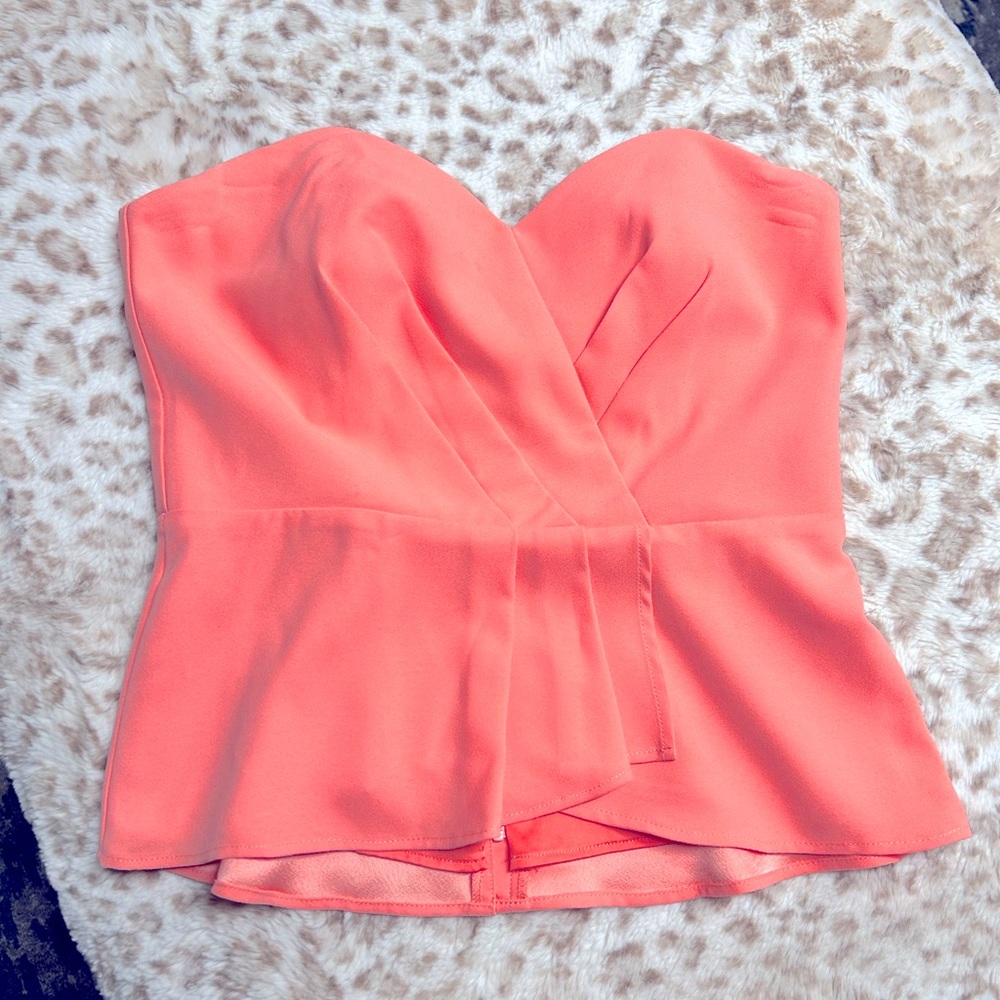 WHBM tangerine strapless top.  Size 4
